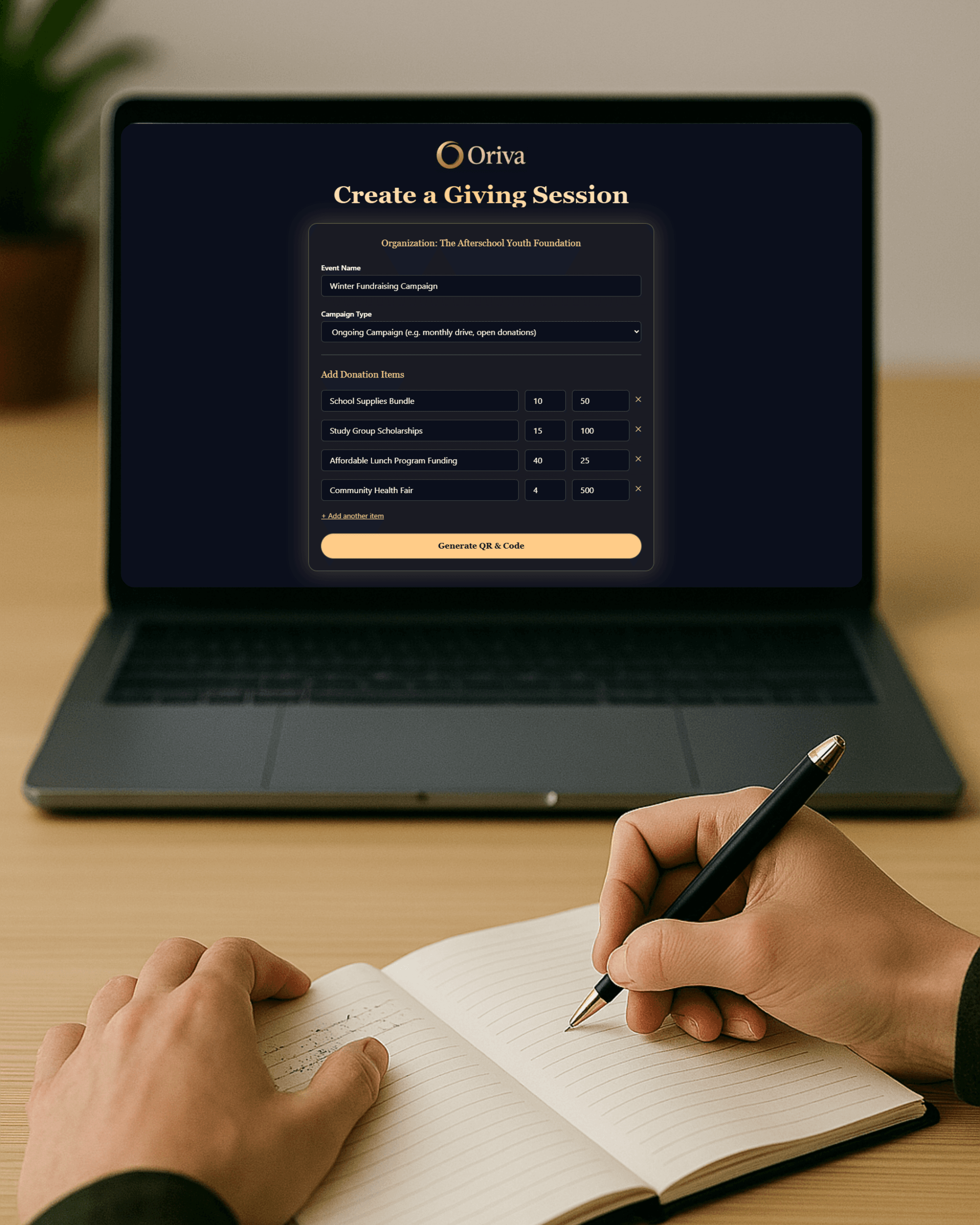 Narrative giving interface